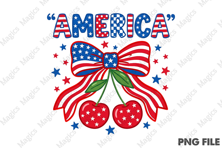 Preppy America Cherries PNG