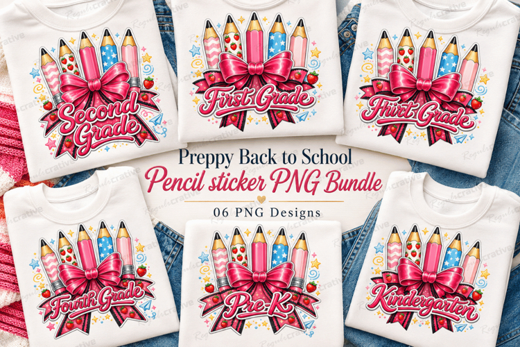 Preppy Back to School Pencil sticker Sublimation Design