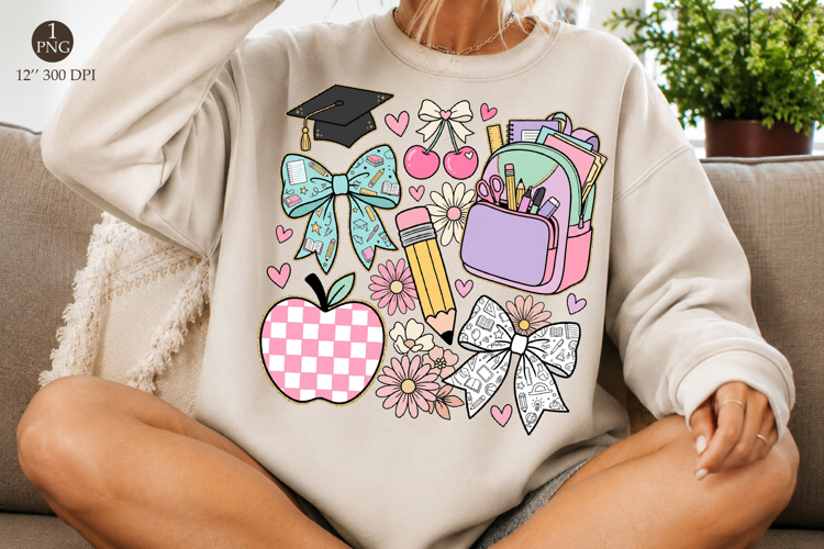 Preppy Back To School Png, Boho Floral Teacher Png