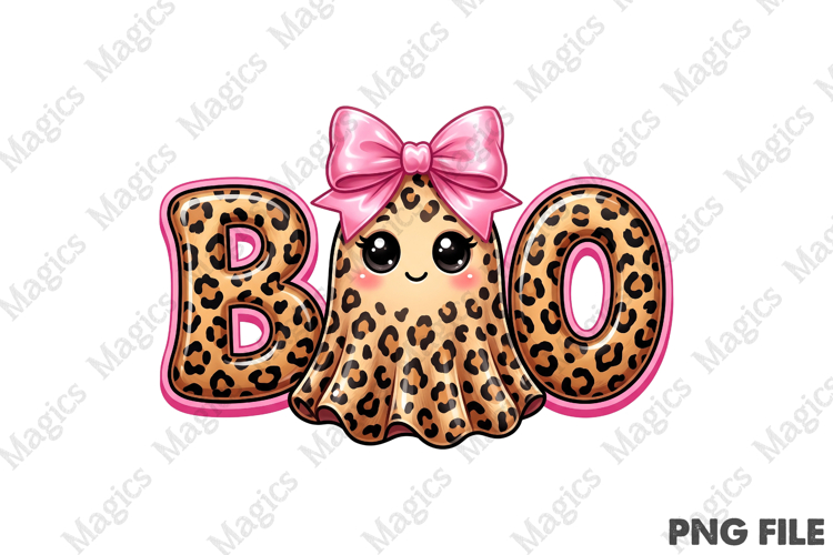 Preppy Boo Ghost Leopard PNG