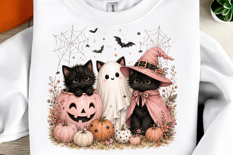 Preppy Cat Mom Pumpkin Ghost Png