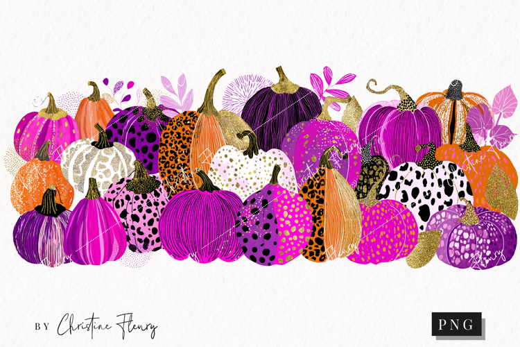 Preppy Chic Gourds Clipart | Halloween Png