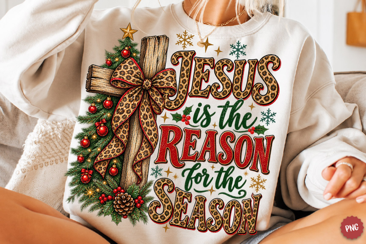 Preppy Christmas Png, Jesus Is the Reason for a Season