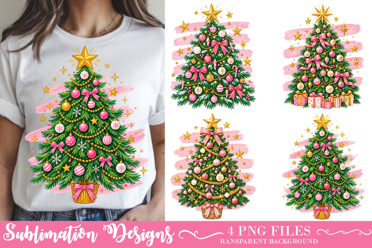 Preppy Christmas Tree PNG, Trendy Striped Christmas Png