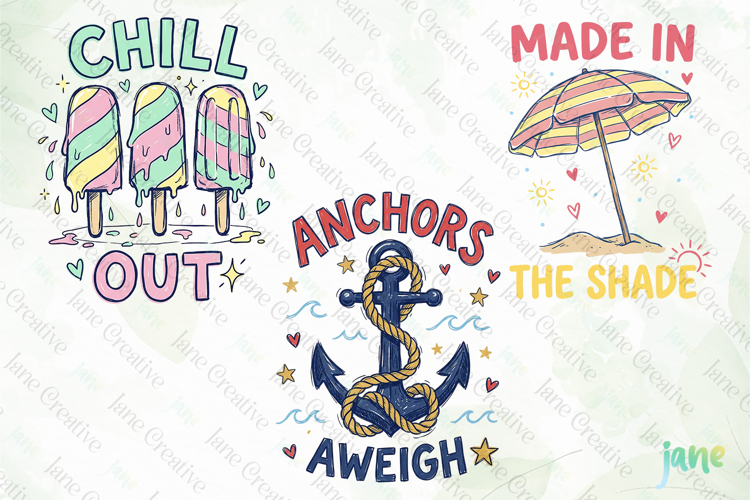 Preppy Coastal Summer Doodles