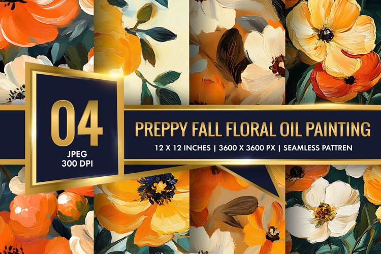 Charming Autumn Florals Oil Painting Pack Digital Paper