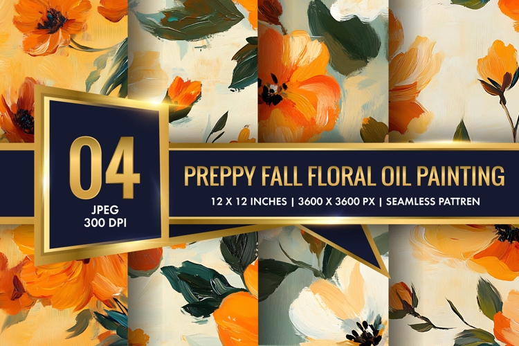 Floral Oil Painting Digital Paper | Harvest Floral Oil