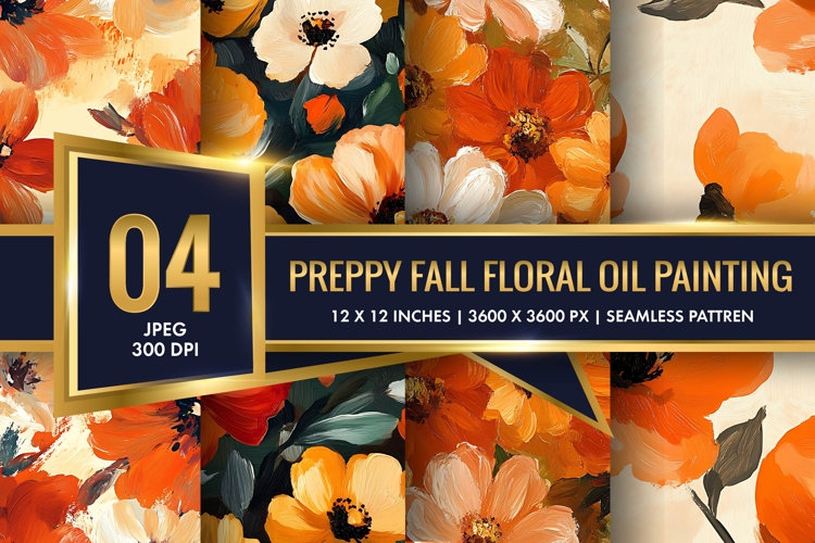 Autumn Vibes Rustic Oil Floral Backgrounds | Digital Paper