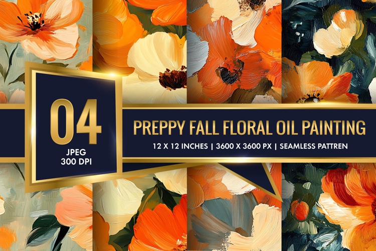 Charming Autumn Florals Oil Painting Pack Digital Paper