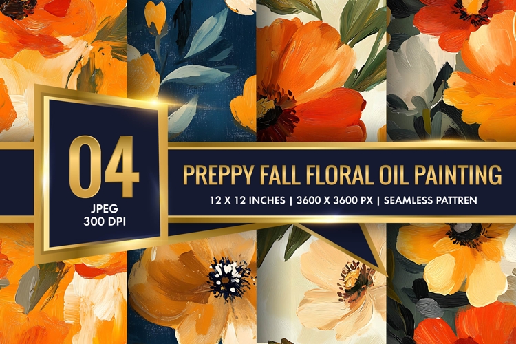 Charming Autumn Florals Oil Painting Pack Digital Paper