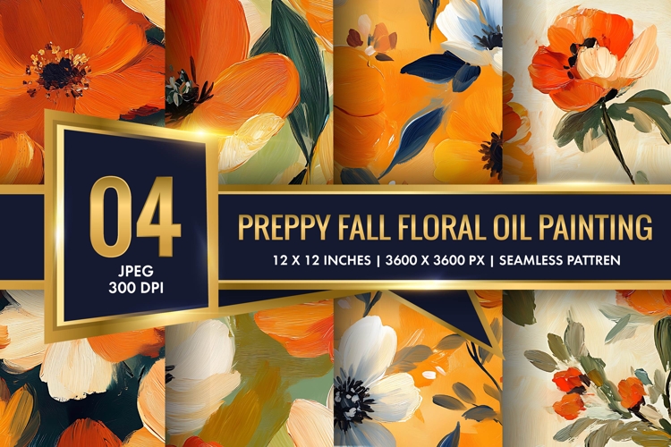 Elegant Fall Floral Oil Paint Collection Digital Paper