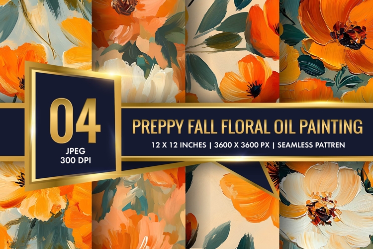 Floral Oil Painting Digital Paper | Harvest Floral Oil