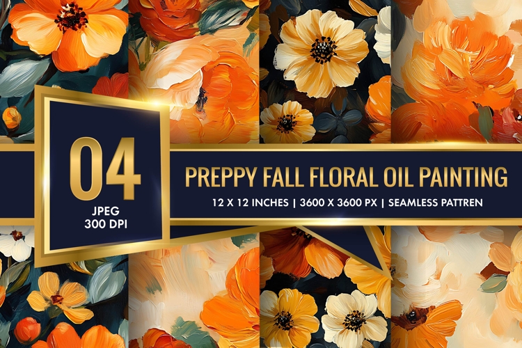Stylish Harvest Floral Oil Painting Pack Digital Paper