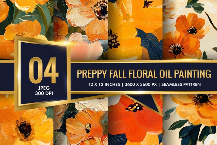 Floral Oil Painting Digital Paper | Harvest Floral Oil