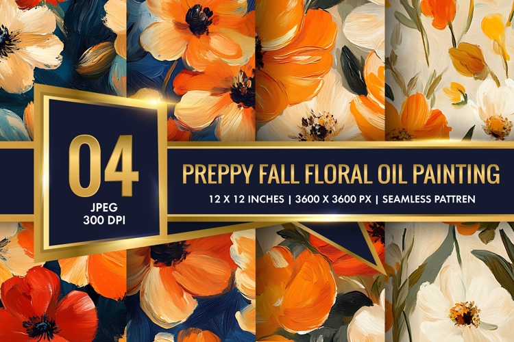 Stylish Harvest Floral Oil Painting Pack Digital Paper