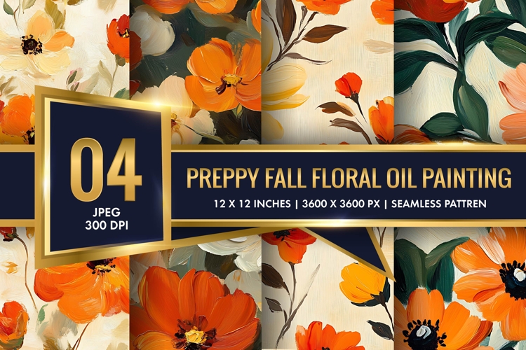 Stylish Harvest Floral Oil Painting Pack Digital Paper