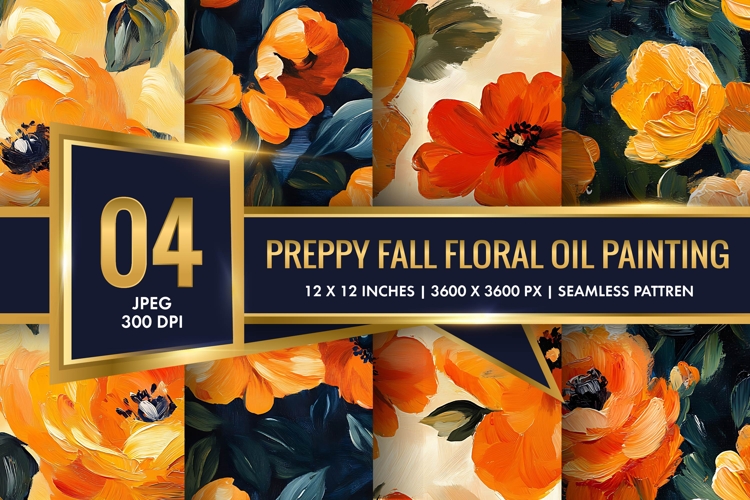 Charming Autumn Florals Oil Painting Pack Digital Paper