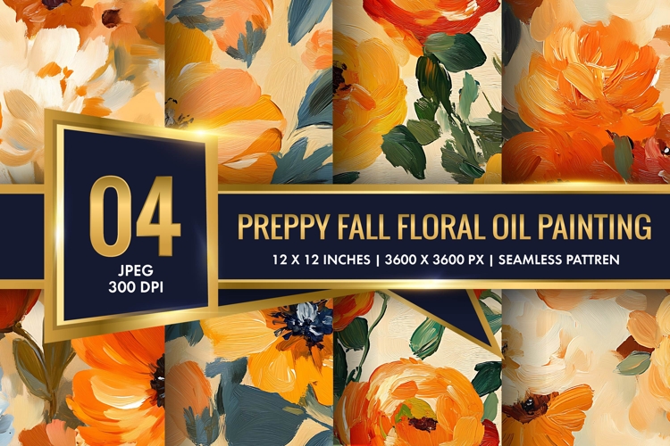 Autumn Vibes Rustic Oil Floral Backgrounds | Digital Paper