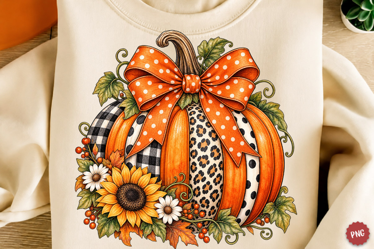 Trendy Preppy Fall Pumpkin PNG, Boho Autumn Pumpkin Png