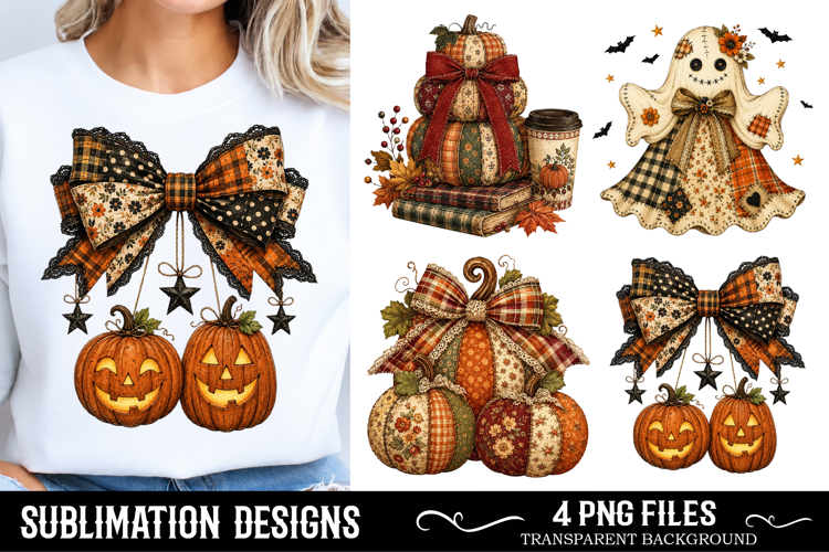 Preppy Floral Fall Patchwork 4 PNG Retro Sublimation