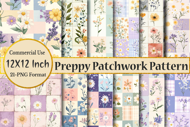 Preppy Floral Patchwork Seamless Pattern