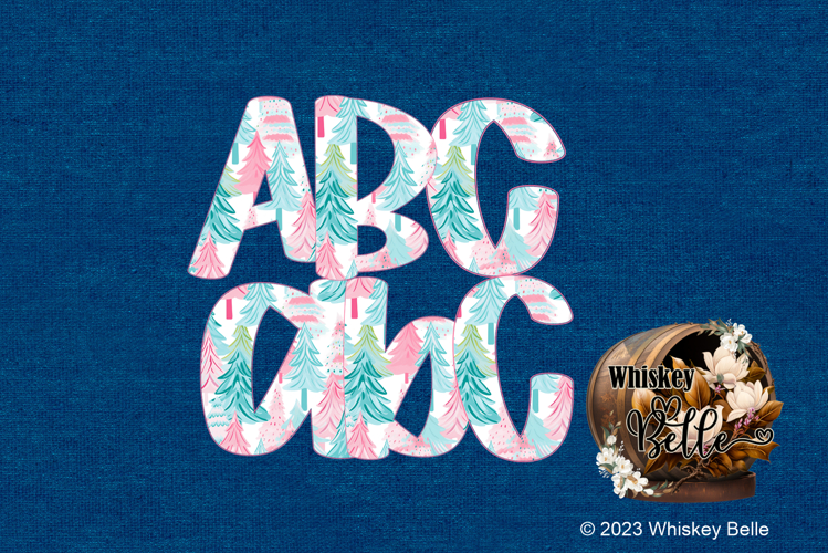 Christmas Preppy Pink Alpha Pink Teal DTF DTG Sublimation