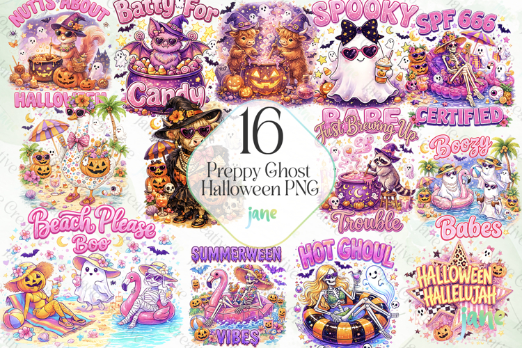 Preppy Ghost Halloween Png Sublimation