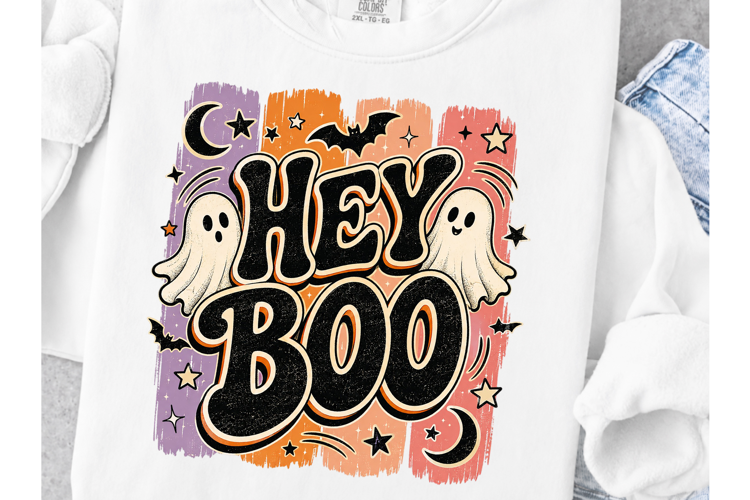 Preppy Ghost Hey Boo PNG, Spooky Season
