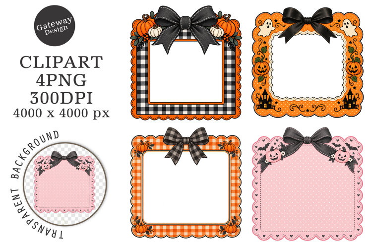 Preppy Halloween Frames Clipart example image 1