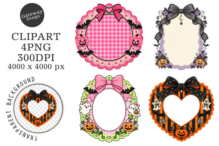 Preppy Halloween Frames Clipart example image 1