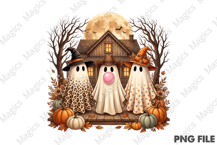 Preppy Halloween Ghost PNG