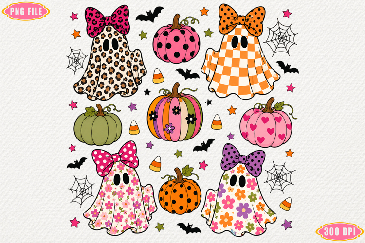 Preppy Halloween Ghost PNG