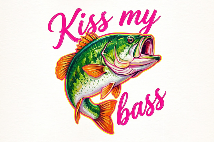Preppy Kiss My Bass Fish PNG example image 1