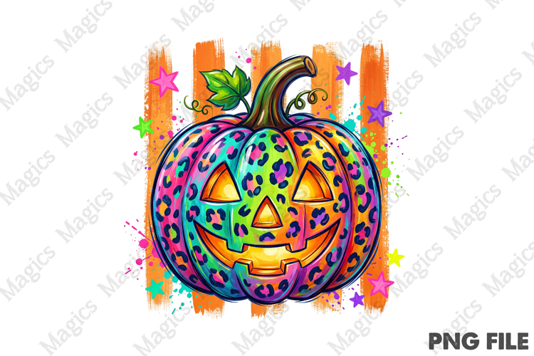 Preppy Leopard Halloween Pumpkin PNG