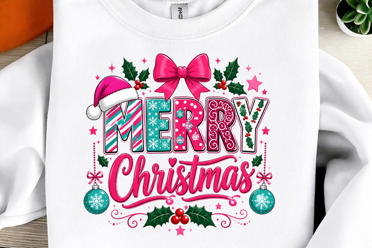 Preppy Merry Christmas PNG, Coquette Christmas png
