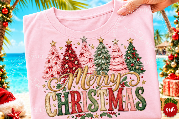 Preppy Merry Christmas Tree PNG