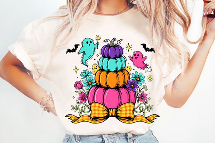 Preppy Neon Halloween Pumpkin Ghost PNG Designs