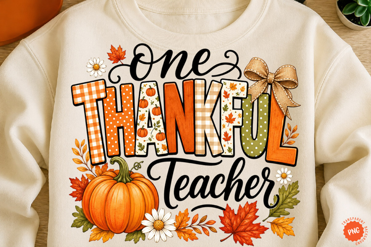 Preppy One Thankful Teacher Png, Fall Teacher Png