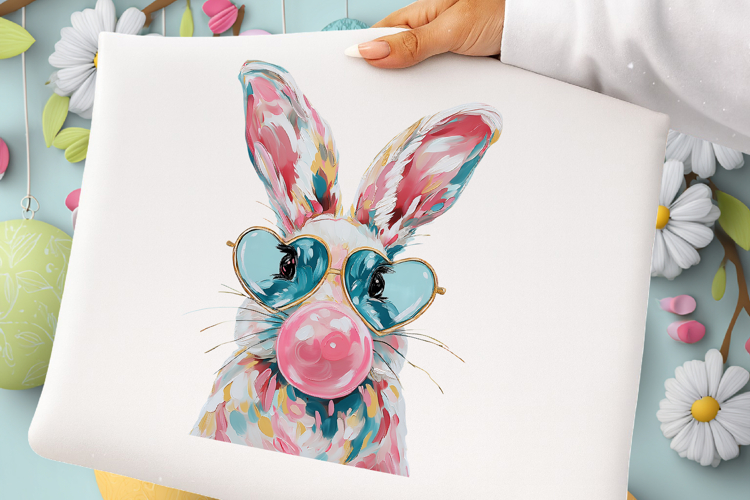 Preppy Painted Bunny for Easter PNG