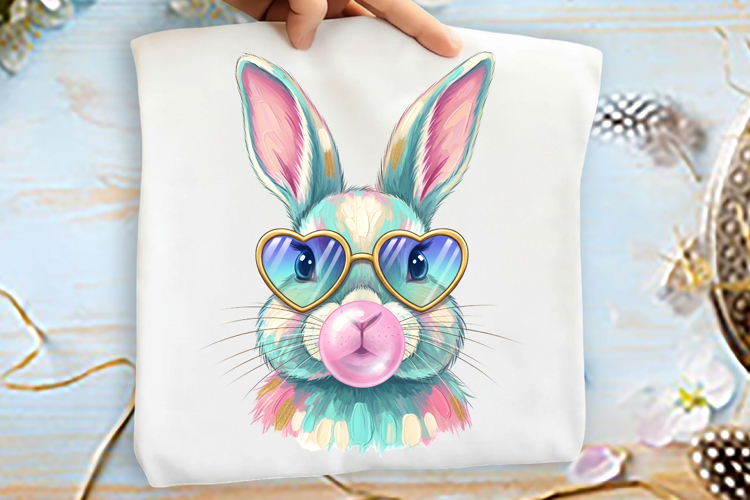 Preppy Painted Bunny for Easter PNG