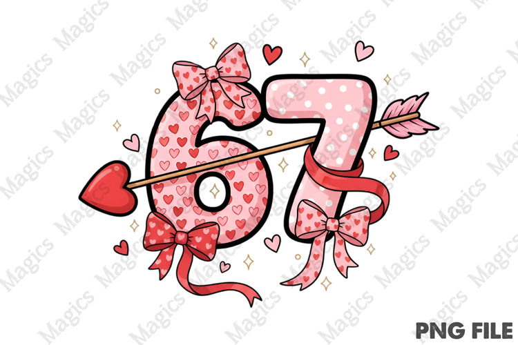 Preppy Six Seven Valentine PNG