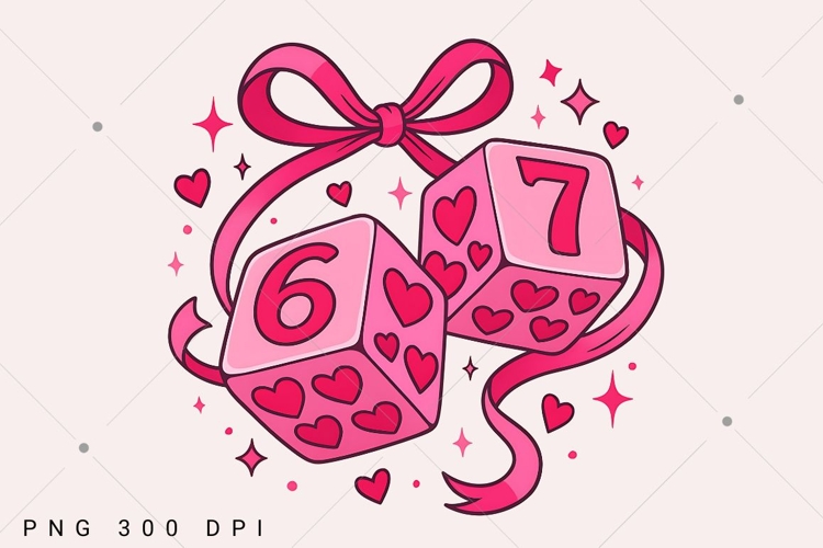 Preppy Six Seven Valentine PNG, Dice 6 7 Clipart, Funny