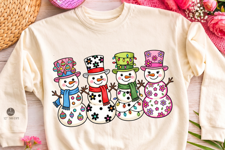 Preppy Snowman Christmas png, Colorful Snowman png
