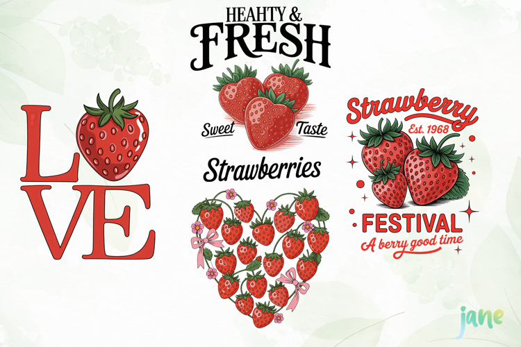 Preppy Strawberry Summer Vibes PNG