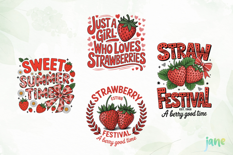 Preppy Strawberry Summer Vibes PNG