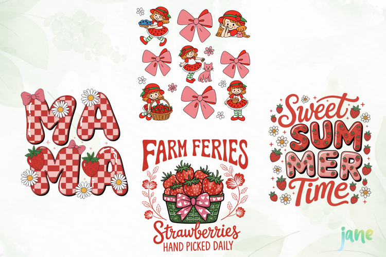 Preppy Strawberry Summer Vibes PNG
