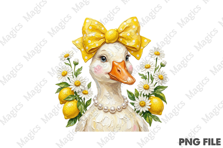 Preppy Summer Lemon Goose Png