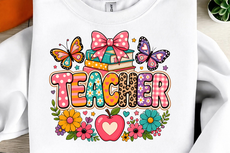 Preppy Teacher School Floral PNG