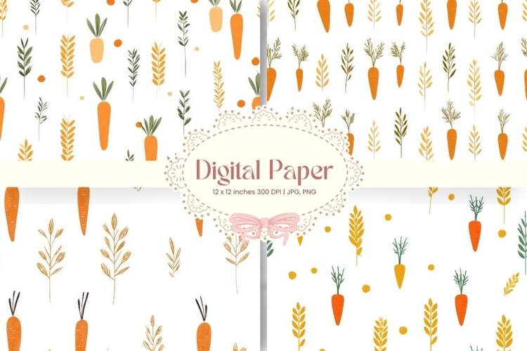 Easter carrot Background Seamless Pattern Digital Paper_4