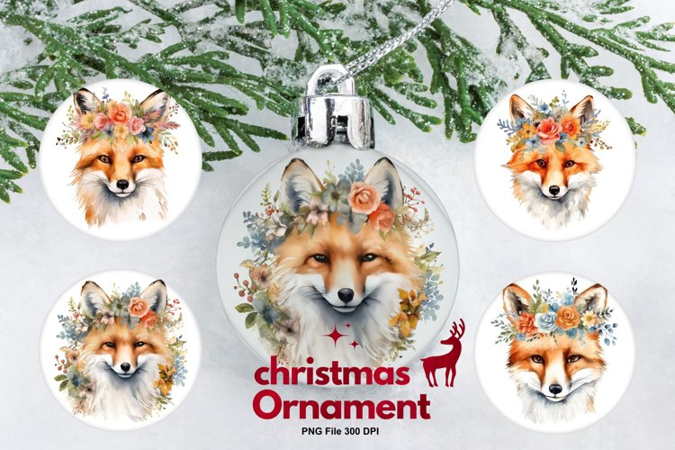 Fox Flower Ornament Circle Fox Christmas Tree Decorate example image 1
